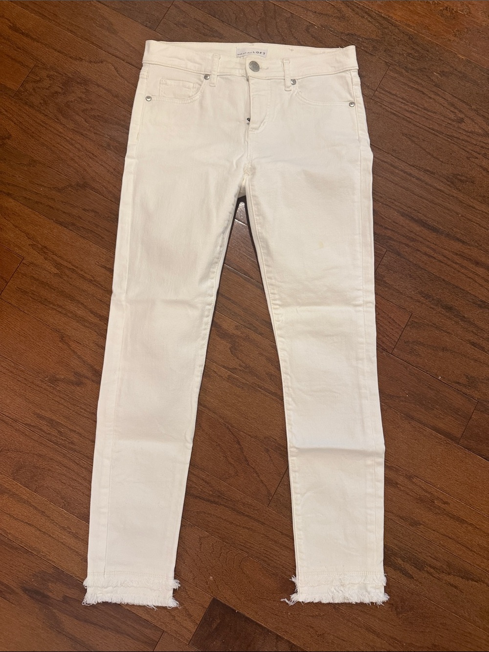 Loft White Frayed Hem Women's Skinny Jeans